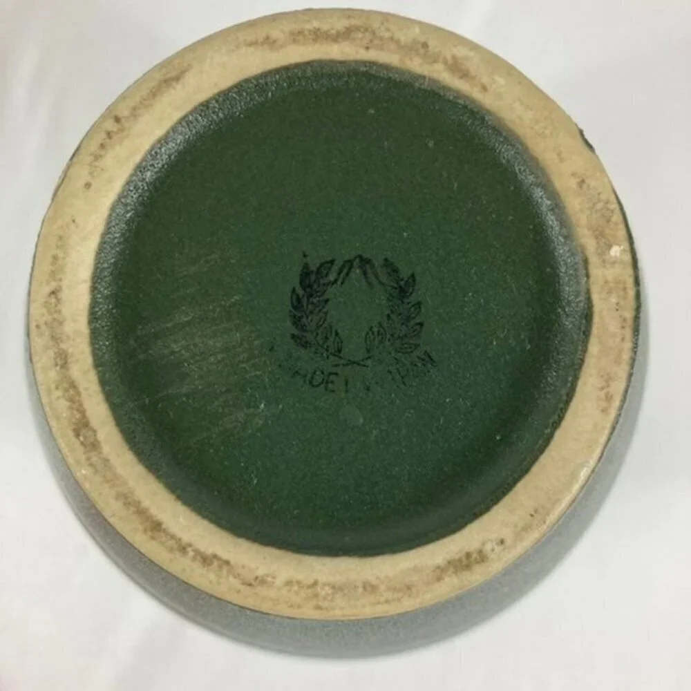 Vintage Japanese Ceramic Vase Bamboo Leaves Raised‎ Glaze